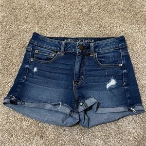 American Eagle Outfitters Blue Jean Shorts Distressed Stretch